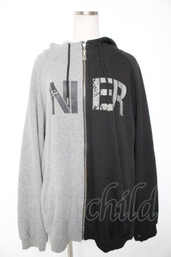 画像1: NieR Clothing / 防寒裏起毛TWO-TONE ZIP PARKA【FACE LOGO】 F グレー×黒 Y-26-01-01-127-PU-JA-SZ-ZY