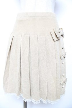 画像1: MILK / ラメニットプリーツスカート  ゴールド Y-26-01-01-133-ML-SK-SZ-ZY