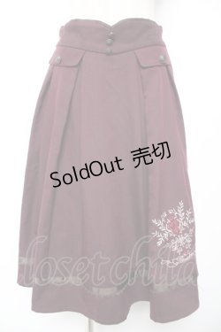 画像1: axes femme / ローズ刺繍フレアスカート F ワイン Y-26-01-01-136-AX-SK-SZ-ZY