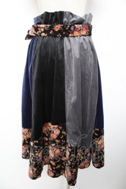 画像2: axes femme / 配色ベロアスカート M 紺 Y-26-01-01-148-AX-SK-SZ-ZY