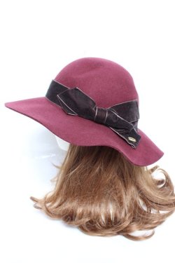 画像2: axes femme / ベロアリボンキャペリン  ワイン Y-26-01-01-023-AX-AC-SZ-ZY