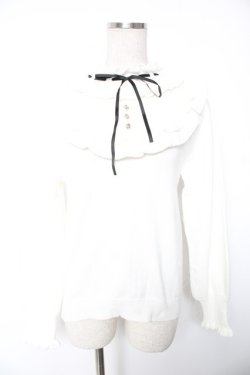 画像1: axes femme / ヨークフリルニット  白 Y-26-01-01-024-AX-TO-SZ-ZY