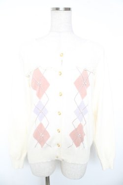 画像1: axes femme / レース切替アーガイルカーディガン M 生成り Y-26-01-01-025-AX-TO-SZ-ZY