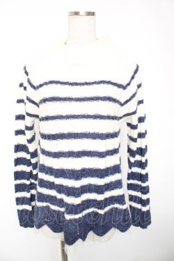 画像1: axes femme / パネルボーダータートツプルオーバー  生成り Y-26-01-01-029-AX-TO-SZ-ZY