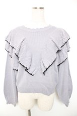 画像1: axes femme / ステッチデザインフリルニット M グレー Y-26-01-01-034-AX-TO-SZ-ZI (1)