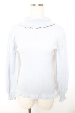 画像1: axes femme / タートルラメニットプルオーバー M サックス Y-26-01-01-035-AX-TO-SZ-ZY