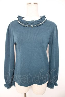 画像1: axes femme / ビジューニットトップス F Ｂグリーン Y-26-01-01-037-AX-TO-SZ-ZY