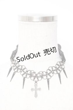 画像1: Moi-meme-Moitie / クロスロゴスパイクチェーンチョーカー  黒 Y-26-01-05-005-MO-AC-SZ-ZY