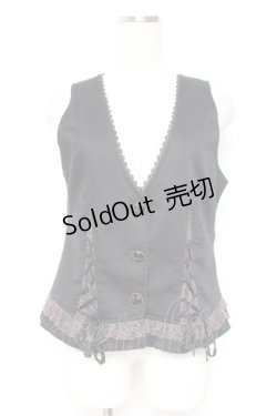 画像1: axes femme / バックレースベスト M 黒 Y-26-01-05-046-AX-TO-SZ-ZY