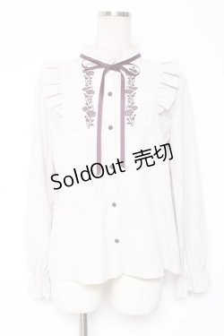 画像1: axes femme / 薔薇刺繍ハイネックブラウス M ピンク Y-26-01-05-047-AX-BL-SZ-ZY