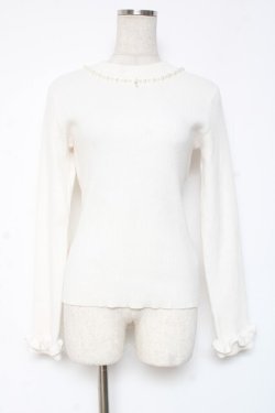 画像1: axes femme / パールネックレス風リブニット M 白 Y-26-01-05-049-AX-TO-SZ-ZY