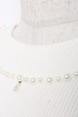 画像3: axes femme / パールネックレス風リブニット M 白 Y-26-01-05-049-AX-TO-SZ-ZY