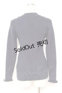 画像2: axes femme / ビジューボトルネックリブプルオーバー M 紺 Y-26-01-05-050-AX-TO-SZ-ZY