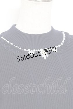 画像3: axes femme / ビジューボトルネックリブプルオーバー M 紺 Y-26-01-05-050-AX-TO-SZ-ZY