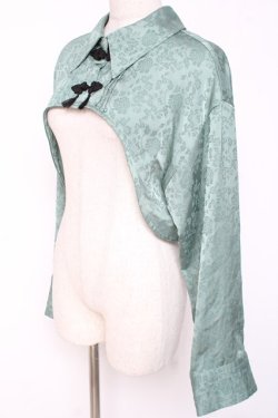 画像2: axes femme / チャイナ釦付ボレロ風ブラウス F グリーン Y-26-01-05-051-AX-TO-SZ-ZY