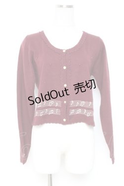 画像1: axes femme / メロディー刺繍カーディガン M ワイン Y-26-01-05-053-AX-TO-SZ-ZI