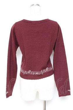 画像2: axes femme / メロディー刺繍カーディガン M ワイン Y-26-01-05-053-AX-TO-SZ-ZY