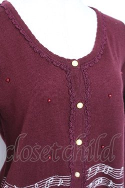 画像3: axes femme / メロディー刺繍カーディガン M ワイン Y-26-01-05-053-AX-TO-SZ-ZY