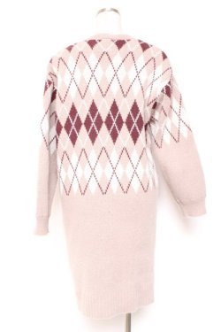 画像2: axes femme / アーガイル柄ロングニットカーディガン F モカ Y-26-01-05-054-AX-TO-SZ-ZY