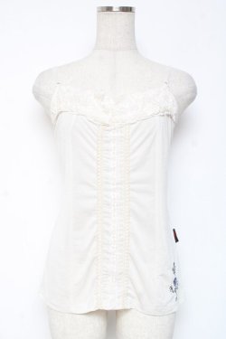 画像1: Ozz oneste / 薔薇×十字刺繍キャミソール  白 Y-26-01-05-057-OO-TO-SZ-ZY