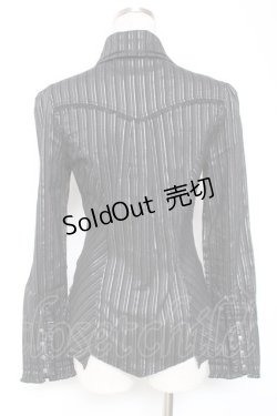 画像3: Ozz oneste / 薔薇刺繍ラメストライプブラウス  黒 Y-26-01-05-058-OO-BL-SZ-ZY