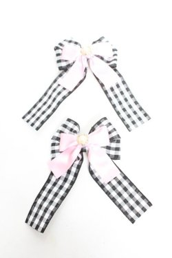 画像1: Memoire de Poupees / ハンドメイドリボンクリップ  黒 Y-26-01-05-012-LO-ZA-SZ-ZY