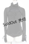 Ozz Croce / レース切替ギャザースリーブハイネックトップス  黒 Y-26-01-05-061-OO-TO-SZ-ZY