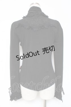 画像2: Ozz Croce / レース切替ギャザースリーブハイネックトップス  黒 Y-26-01-05-061-OO-TO-SZ-ZY