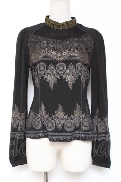 画像1: Rozen Kavalier / レース切替プリントトップス  黒 Y-26-01-05-063-OO-TO-SZ-ZY