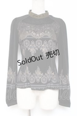 画像1: Rozen Kavalier / レース切替プリントトップス  黒 Y-26-01-05-063-OO-TO-SZ-ZY