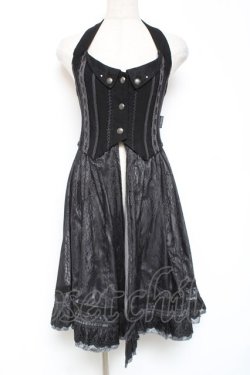 画像1: Ozz oneste / はしごレースロングビスチェ  黒 Y-26-01-05-067-OO-JA-SZ-ZY