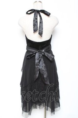 画像3: Ozz oneste / 薔薇刺繍ベロアホルターワンピース  黒 Y-26-01-05-068-OO-OP-SZ-ZY