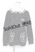 HELL CAT PUNKS / 棺桶ワッペンポケット衿付きカーディガン F 黒 Y-26-01-05-076-PU-TO-SZ-ZY