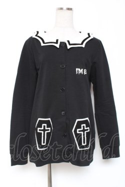 画像1: HELL CAT PUNKS / 棺桶ワッペンポケット衿付きカーディガン F 黒 Y-26-01-05-076-PU-TO-SZ-ZY