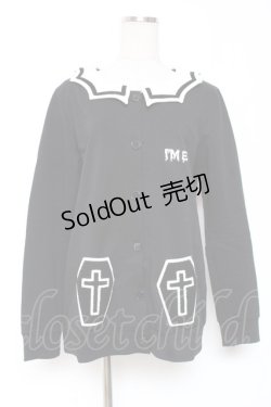 画像1: HELL CAT PUNKS / 棺桶ワッペンポケット衿付きカーディガン F 黒 Y-26-01-05-076-PU-TO-SZ-ZY