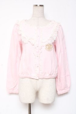 画像1: BABY, THE STARS SHINE BRIGHT / BABYハート刺繍カットソーカーディガン  ピンク Y-26-01-05-077-BA-TO-SZ-ZY