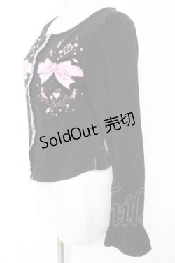 画像2: BABY, THE STARS SHINE BRIGHT / リボンモチーフプリントカーディガン  黒 Y-26-01-05-078-BA-TO-SZ-ZY