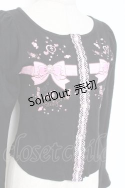 画像4: BABY, THE STARS SHINE BRIGHT / リボンモチーフプリントカーディガン  黒 Y-26-01-05-078-BA-TO-SZ-ZY