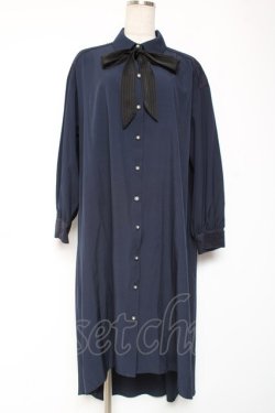 画像1: axes femme / フィッシュテールシャツワンピース F 紺 Y-26-01-05-085-AX-OP-SZ-ZY