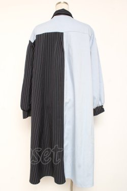 画像2: axes femme / ストライプ切替配色シャツワンピース F ブルー Y-26-01-05-086-AX-OP-SZ-ZY