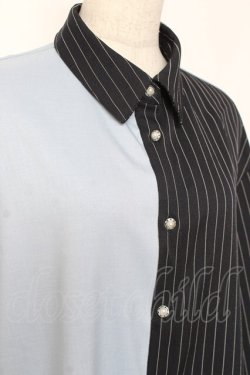 画像4: axes femme / ストライプ切替配色シャツワンピース F ブルー Y-26-01-05-086-AX-OP-SZ-ZY