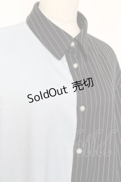 画像4: axes femme / ストライプ切替配色シャツワンピース F ブルー Y-26-01-05-086-AX-OP-SZ-ZI