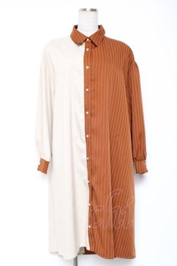 画像1: axes femme / ストライプ切替配色シャツワンピース F ベージュ Y-26-01-05-087-AX-OP-SZ-ZY
