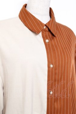 画像3: axes femme / ストライプ切替配色シャツワンピース F ベージュ Y-26-01-05-087-AX-OP-SZ-ZY