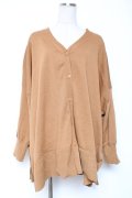 axes femme / Vネックビッグカーデ  キャメル Y-26-01-05-093-AX-BL-SZ-ZY