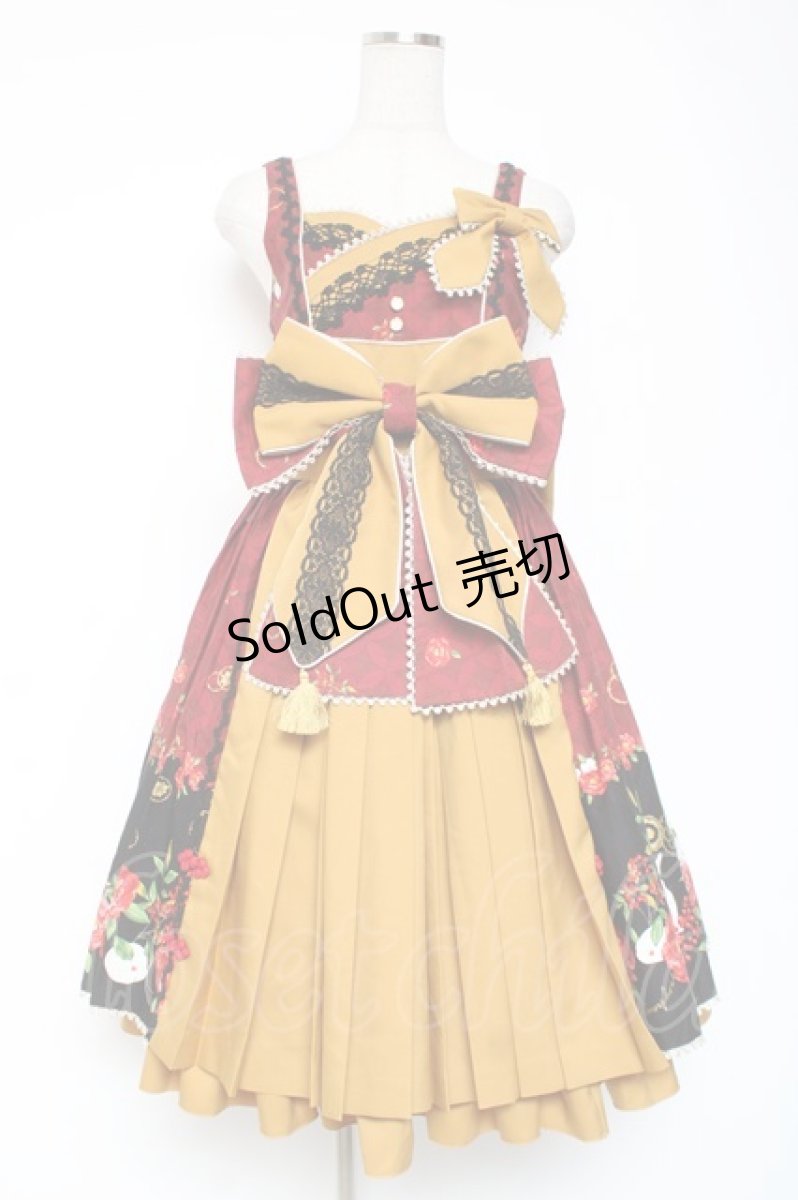 画像1: metamorphose / 風花のゆきうさぎプリーツジャンパースカート  赤 Y-26-01-05-098-ME-OP-SZ-ZY (1)