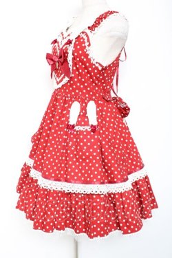 画像2: BABY, THE STARS SHINE BRIGHT / Milky Dot うさぎさんジャンパースカート  赤 Y-26-01-05-100-BA-OP-SZ-ZY