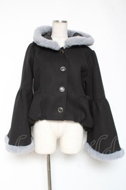 画像1: axes femme POETIQUE / ベルスリーブフード付コート M 黒 Y-26-01-05-106-AX-CO-SZ-ZY