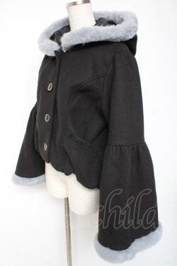 画像2: axes femme POETIQUE / ベルスリーブフード付コート M 黒 Y-26-01-05-106-AX-CO-SZ-ZY