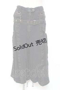 画像1: ALGONQUINS / ベルトスタッズハーフパンツ F 黒 Y-26-01-05-110-AL-PA-SZ-ZY